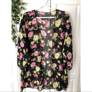 Floral sheer cardigan